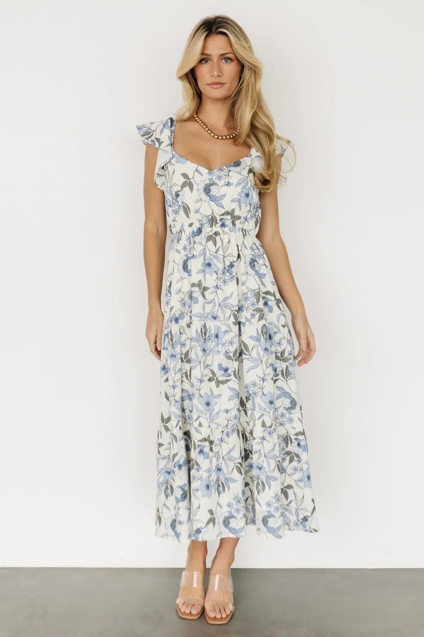 Sorrento Ruffle Dress | Blue Floral sold by Baltic Born product image thumbnail 4
