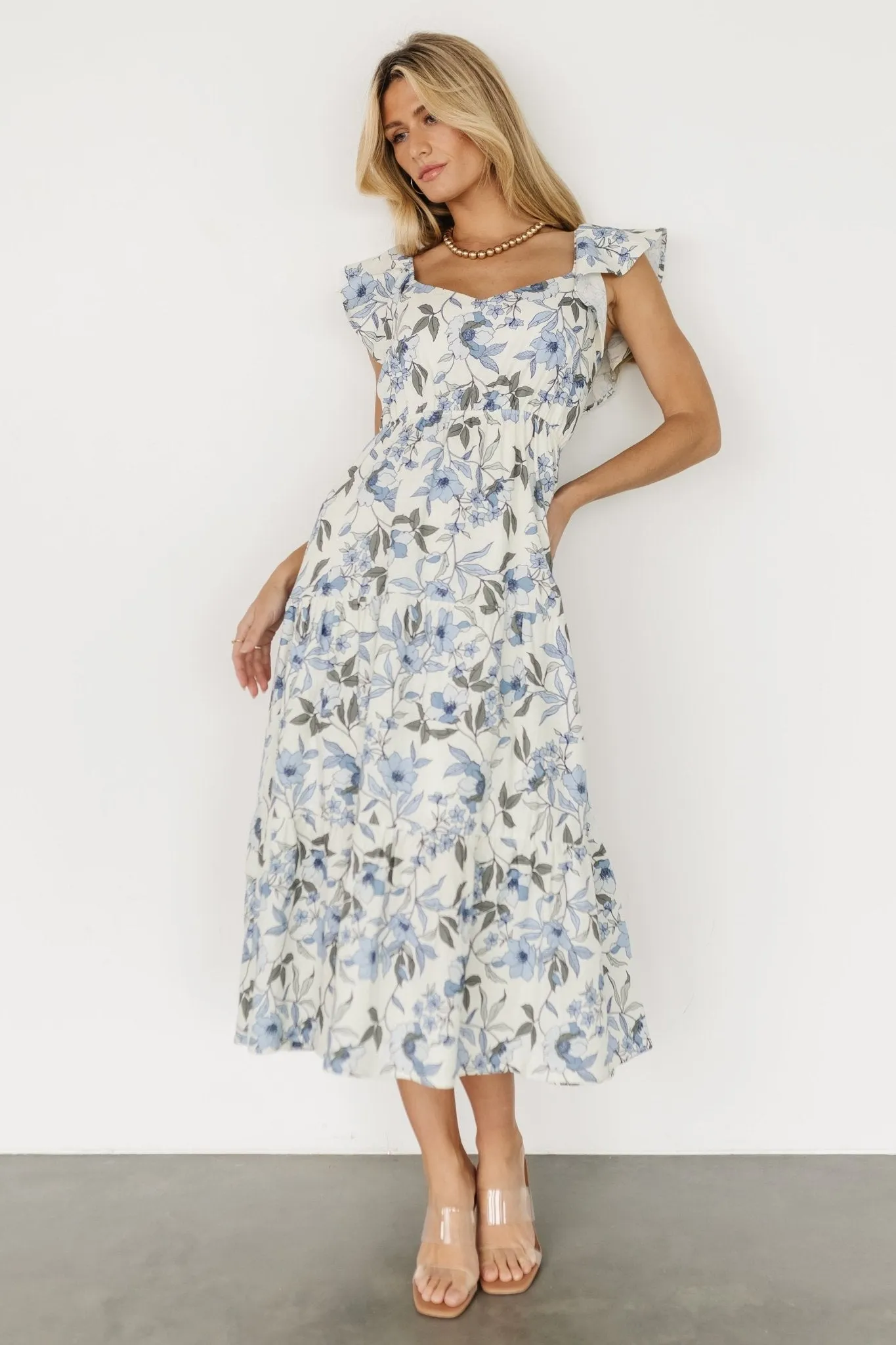 Sorrento Ruffle Dress | Blue Floral sold by Baltic Born product image thumbnail 5