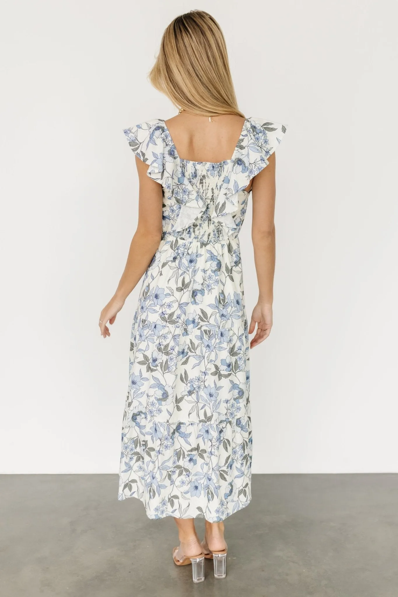Sorrento Ruffle Dress | Blue Floral sold by Baltic Born product image thumbnail 3