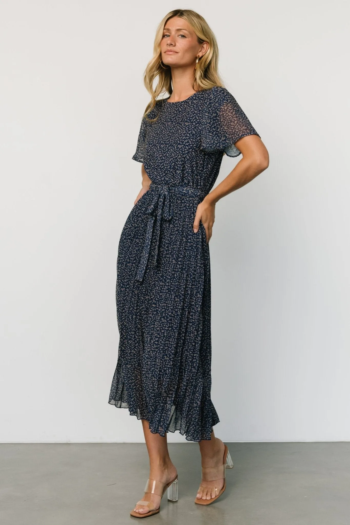 Prim Pleated Dress | Navy Print sold by Baltic Born product image thumbnail 5