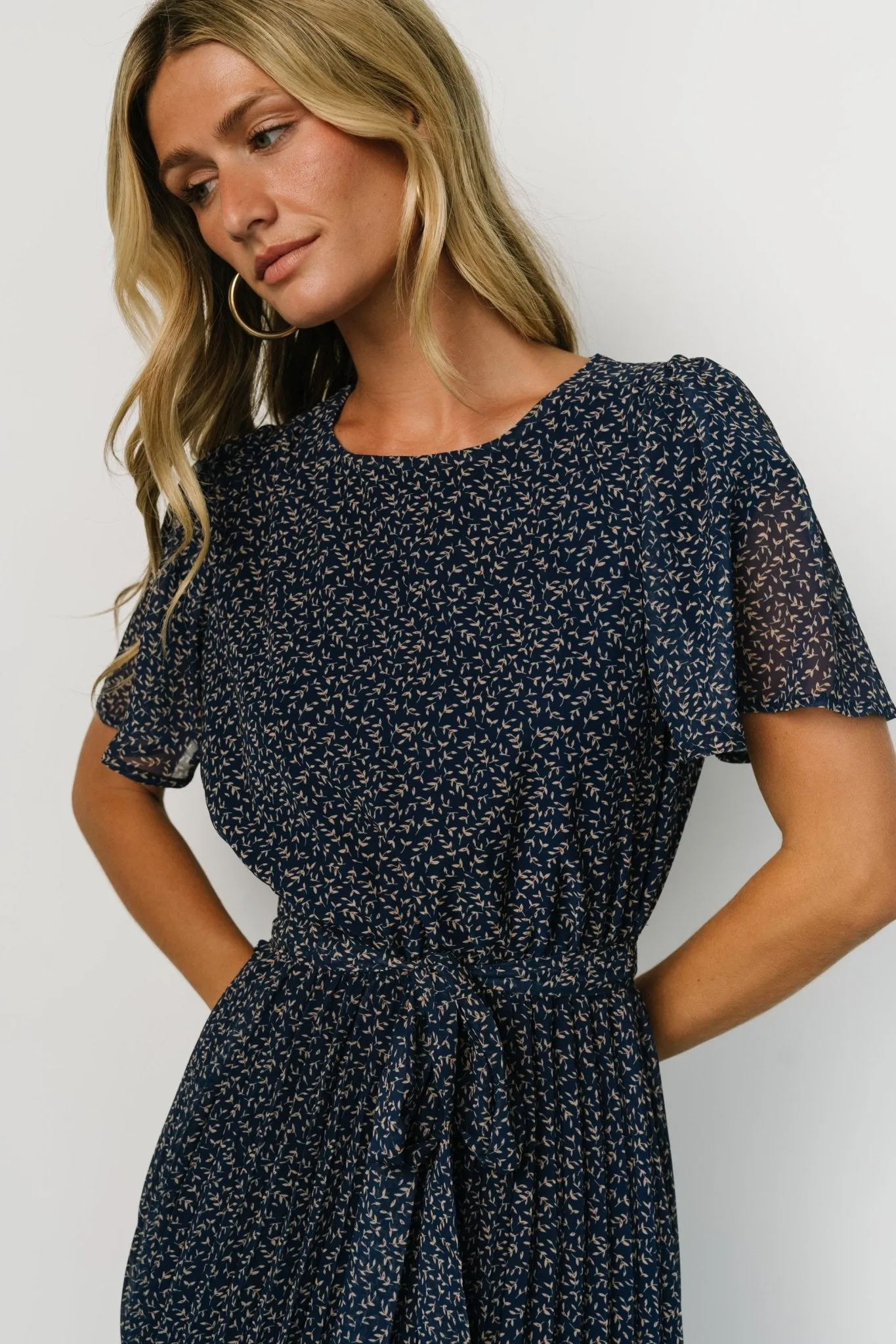 Prim Pleated Dress | Navy Print sold by Baltic Born product image thumbnail 2