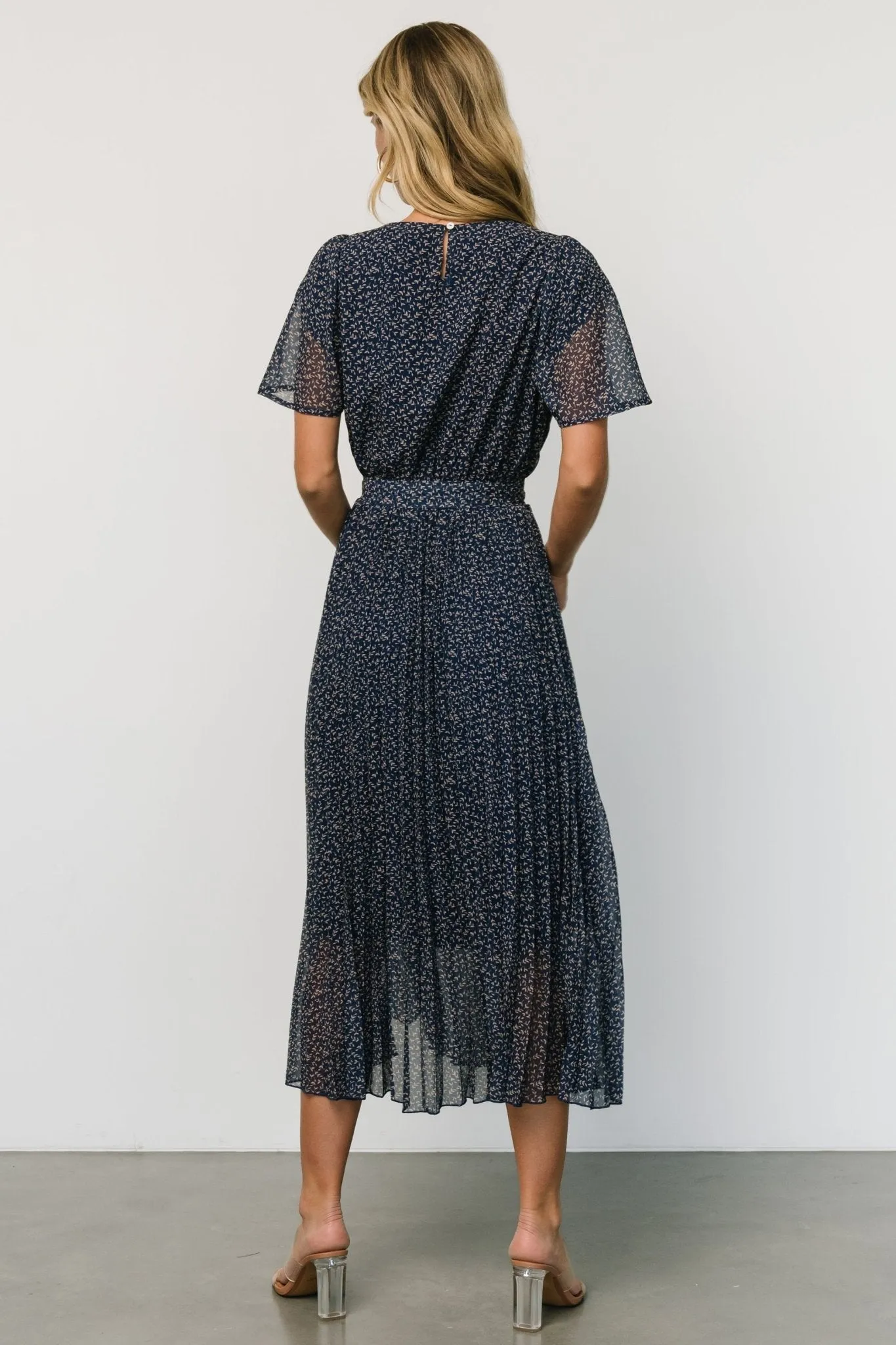 Prim Pleated Dress | Navy Print sold by Baltic Born product image thumbnail 4