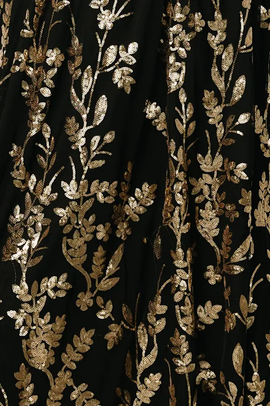 Fabric Swatch - Destiny Sequin | Black + Gold sold by Baltic Born