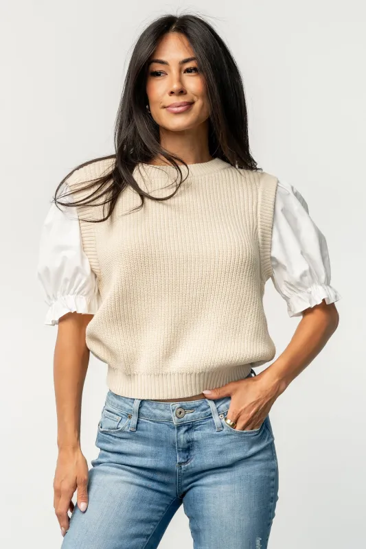 Taylor Puff Sleeve Top | Cream + Ivory made by In February