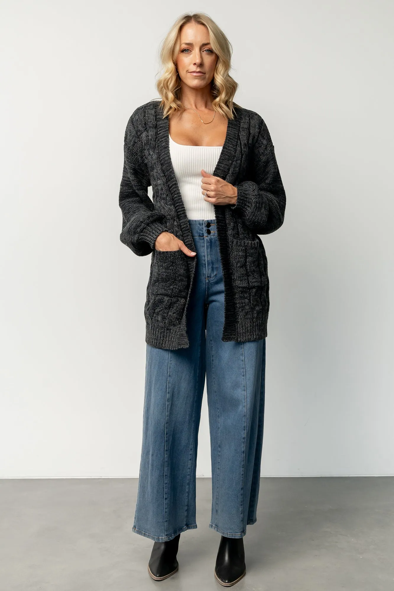 Spencer Chunky Knit Cardigan | Charcoal sold by Baltic Born product image thumbnail 2