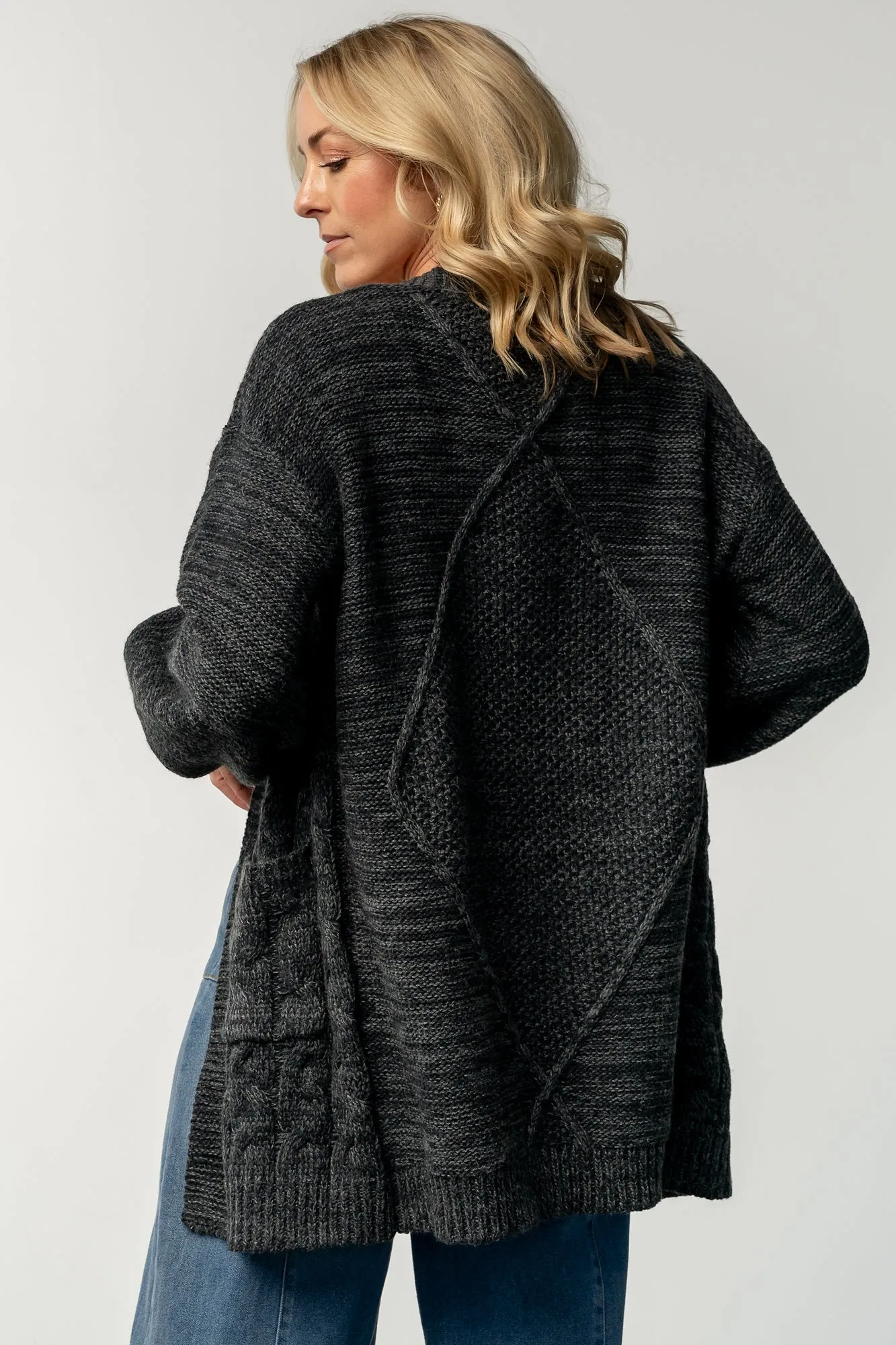 Spencer Chunky Knit Cardigan | Charcoal sold by Baltic Born product image thumbnail 4