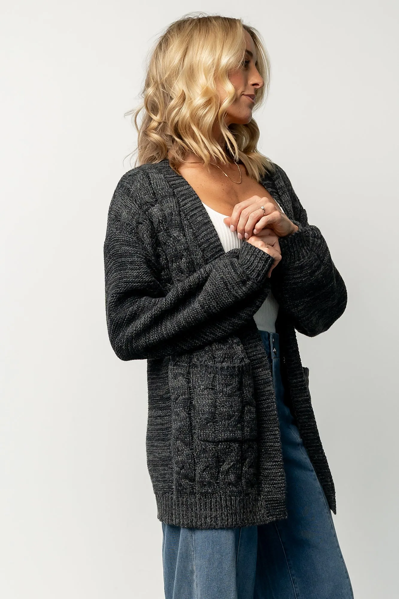 Spencer Chunky Knit Cardigan | Charcoal sold by Baltic Born product image thumbnail 3