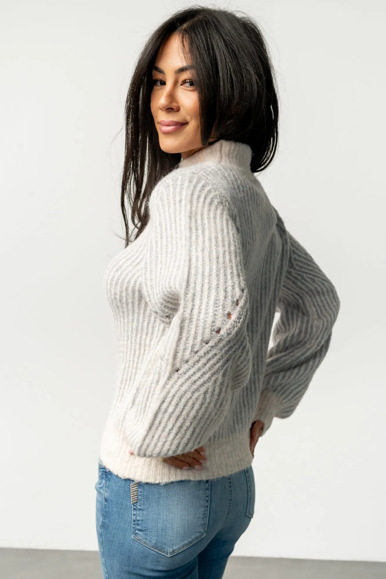 Vanessa Sweater | Natural + Blue Stripe sold by Baltic Born product image thumbnail 3