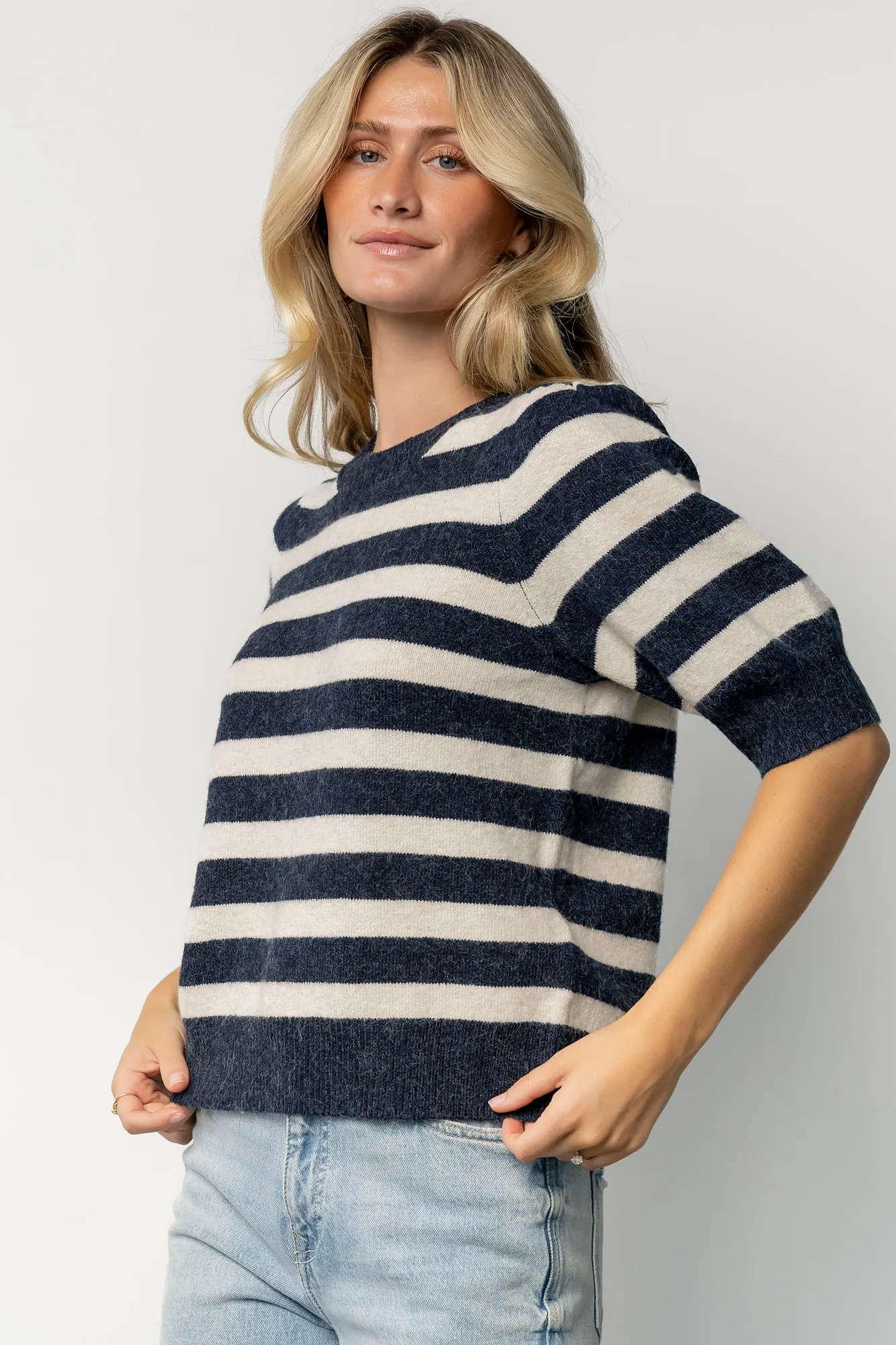 Keira Sweater Top | Navy + Ivory Stripe sold by Baltic Born product image thumbnail 3