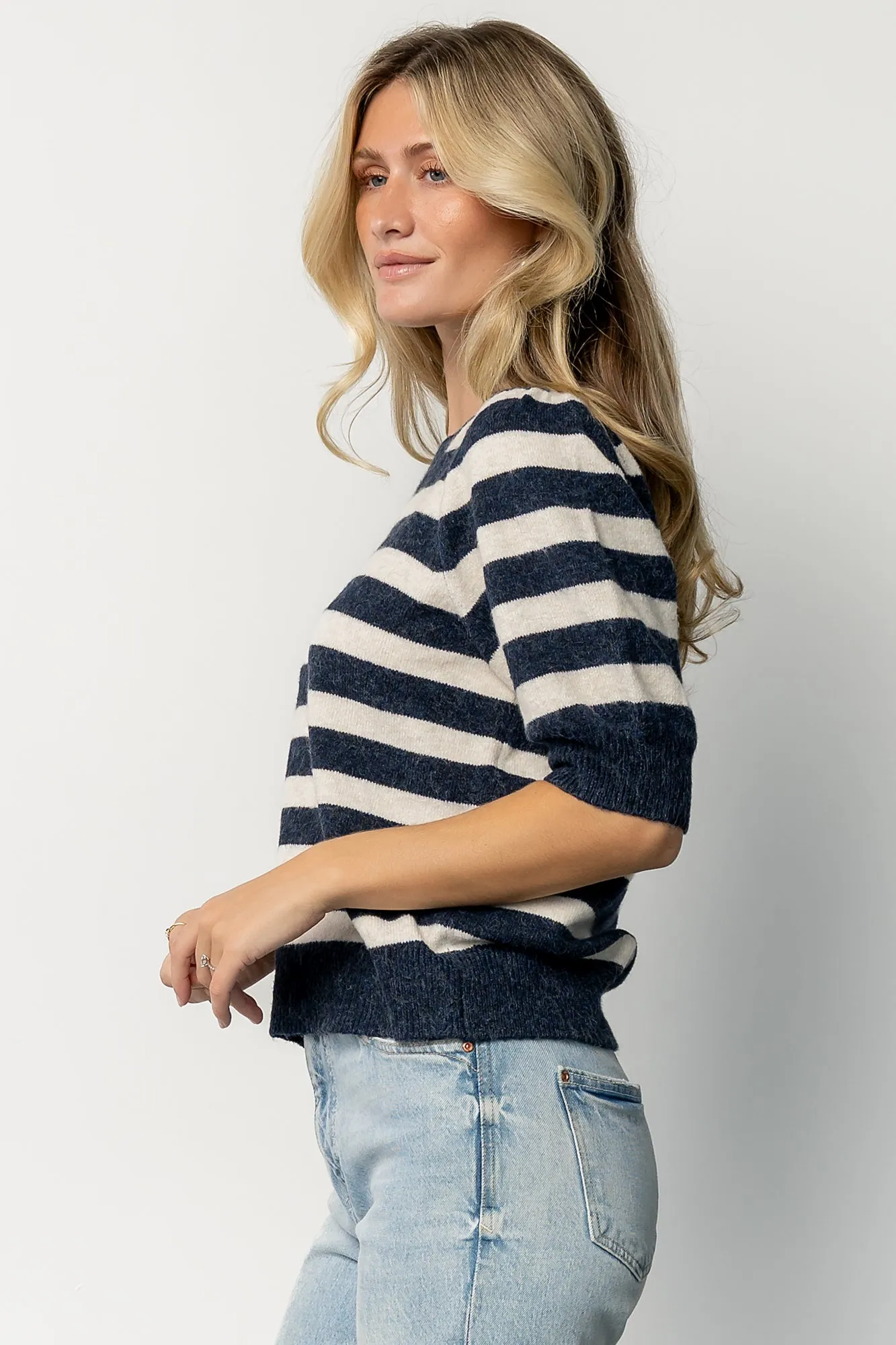 Keira Sweater Top | Navy + Ivory Stripe sold by Baltic Born product image thumbnail 2