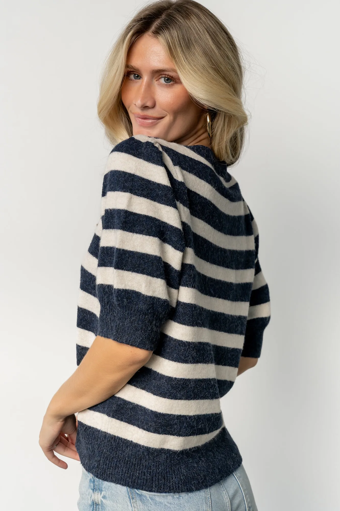 Keira Sweater Top | Navy + Ivory Stripe sold by Baltic Born product image thumbnail 5