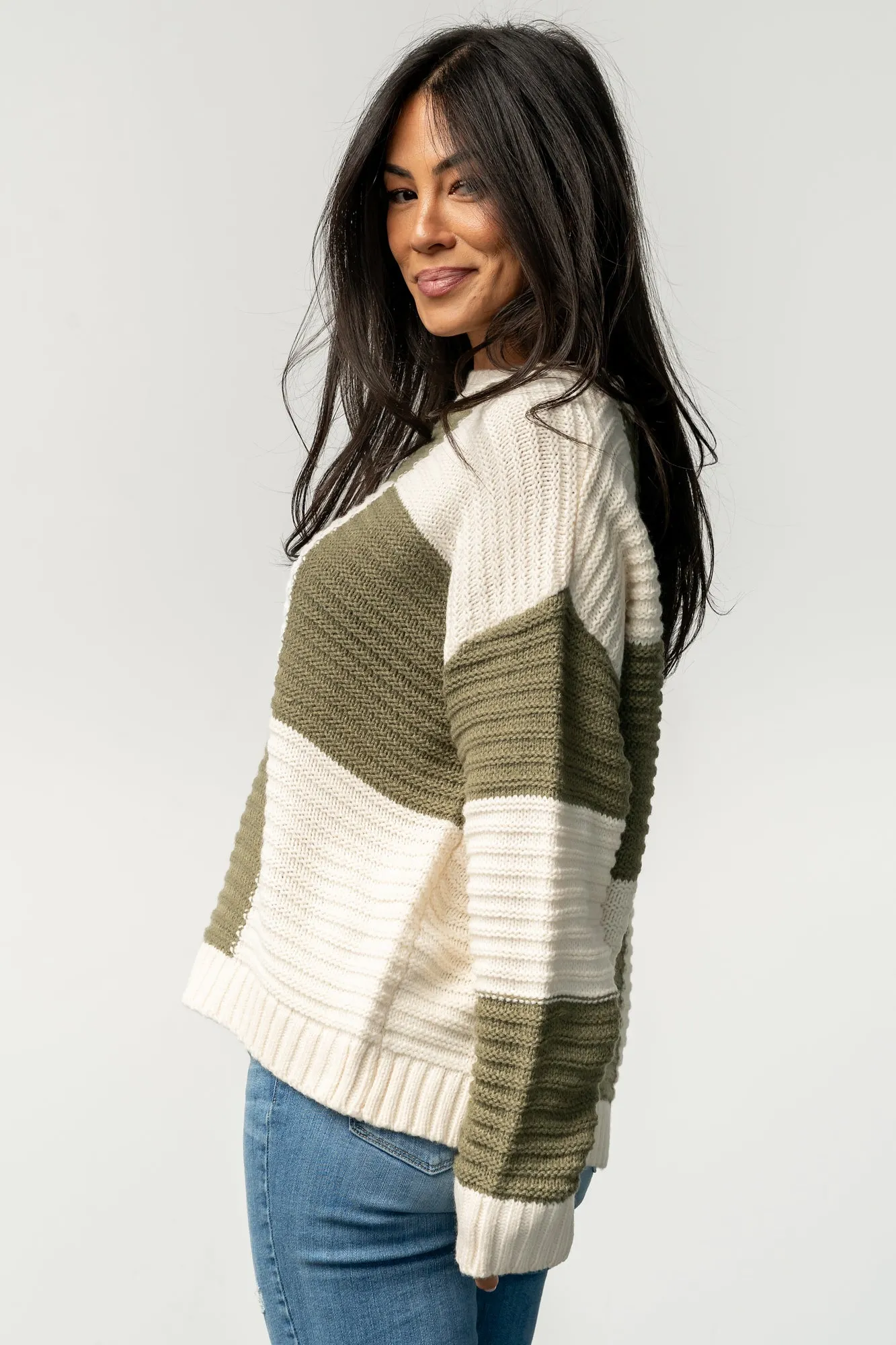 Jayda Sweater | Cream + Olive sold by Baltic Born product image thumbnail 2
