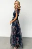 Nicola Tulle Maxi Dress | Dark Blue Floral sold by Baltic Born