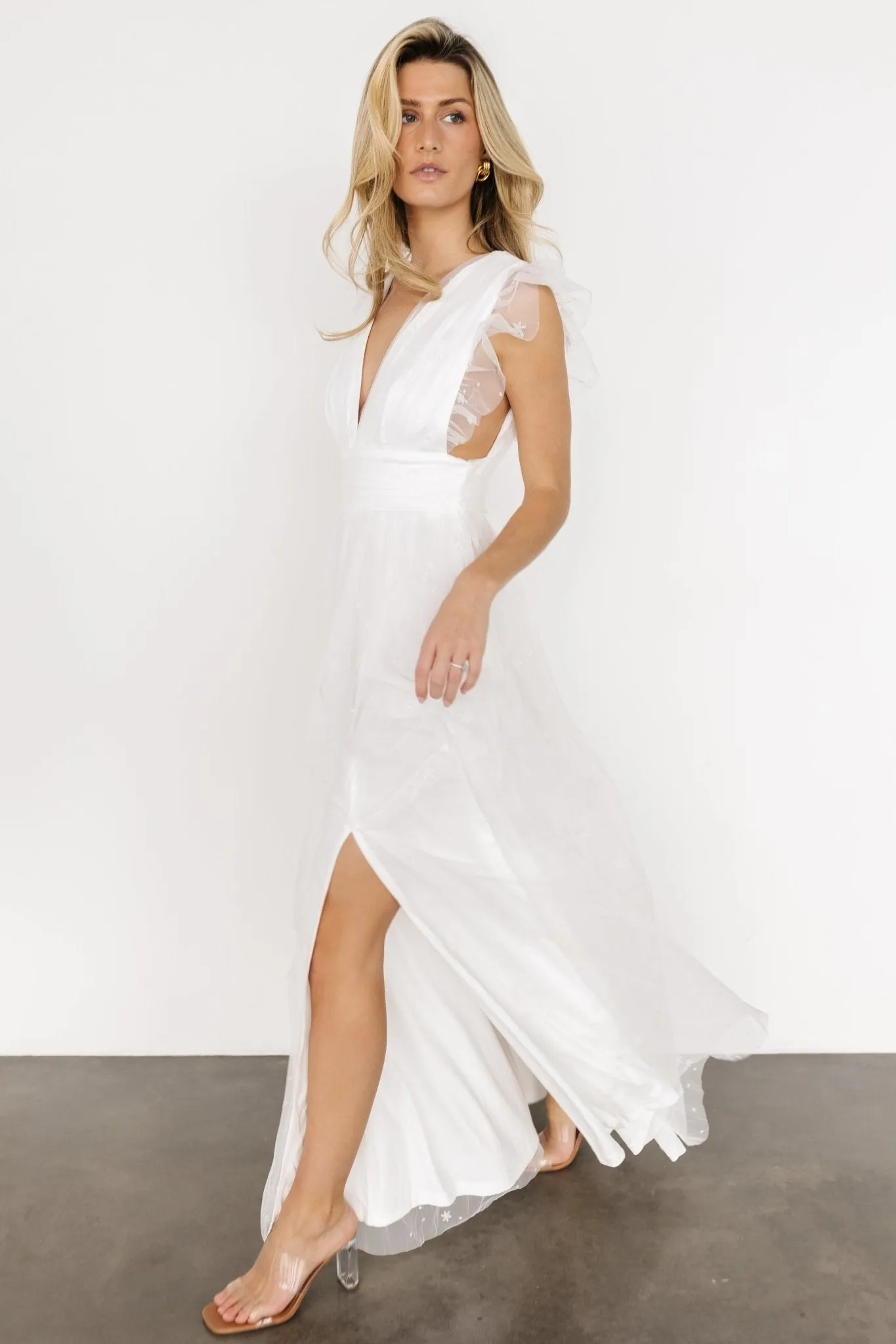 Nova Shimmer Maxi Dress | White sold by Baltic Born product image thumbnail 3