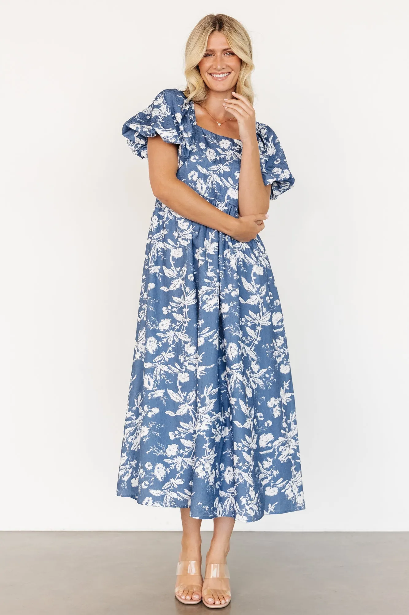 Graceland Maxi Dress | Slate + White Floral sold by Baltic Born product image thumbnail 5