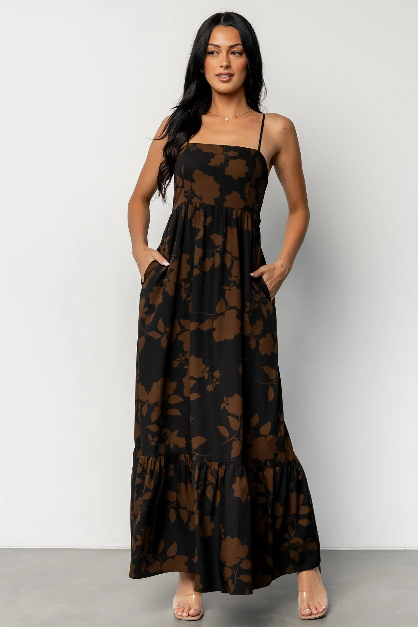 Regan Tank Maxi Dress | Espresso Print sold by Baltic Born