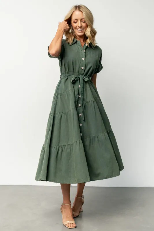 Logan Button Up Dress | Green sold by Baltic Born