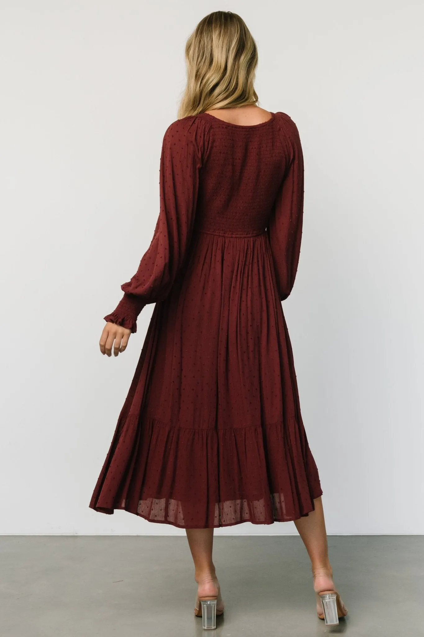 Lainey Smocked Dotted Midi Dress | Mulberry sold by Baltic Born product image thumbnail 4