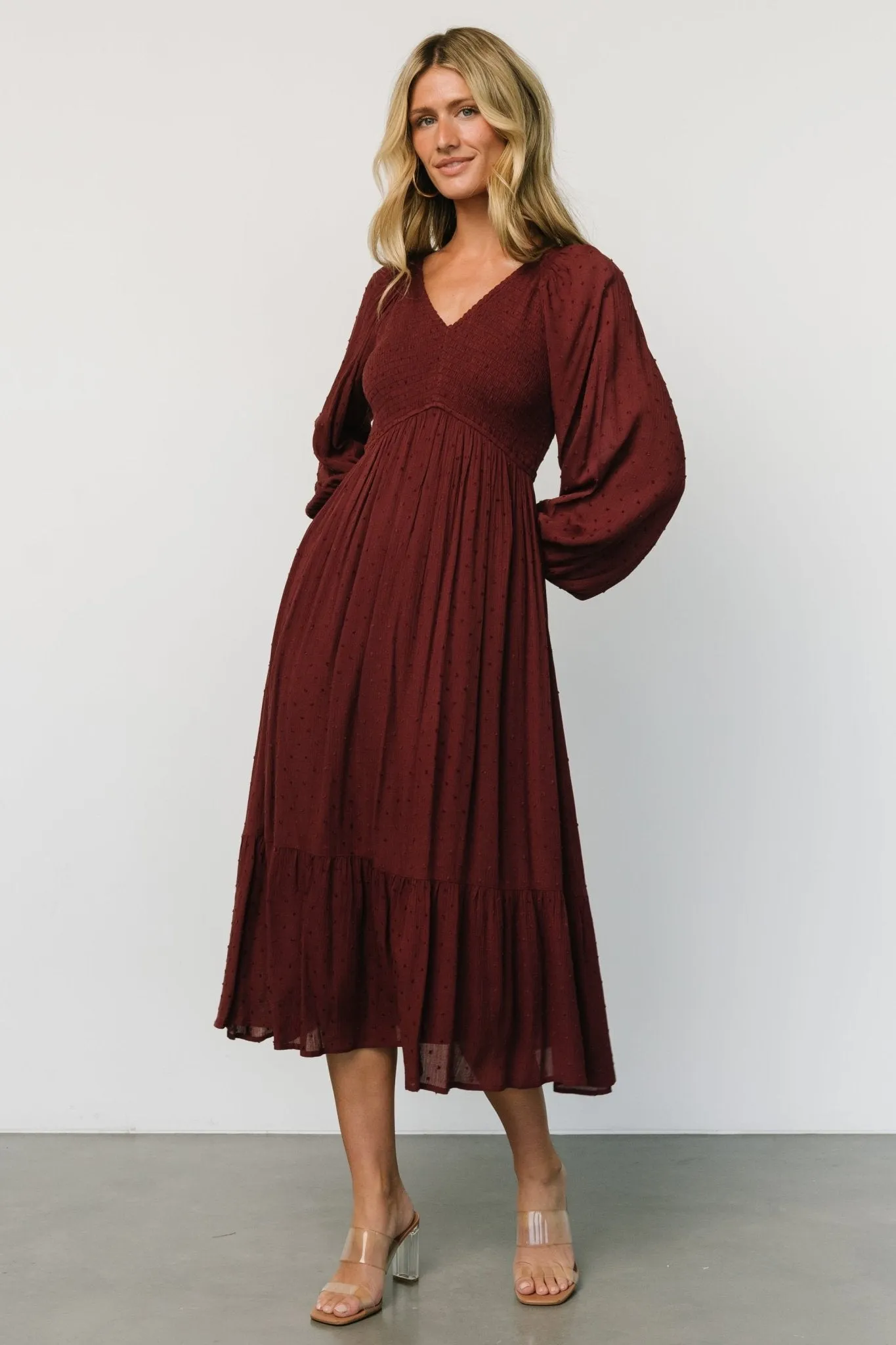 Lainey Smocked Dotted Midi Dress | Mulberry sold by Baltic Born product image thumbnail 5