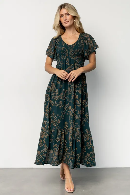 Monica Smocked Dress | Deep Topaz + Gold sold by Baltic Born