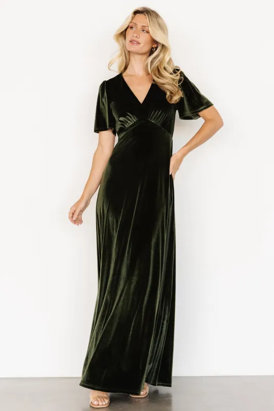 Vivian Velvet Maxi Dress | Olive sold by Baltic Born