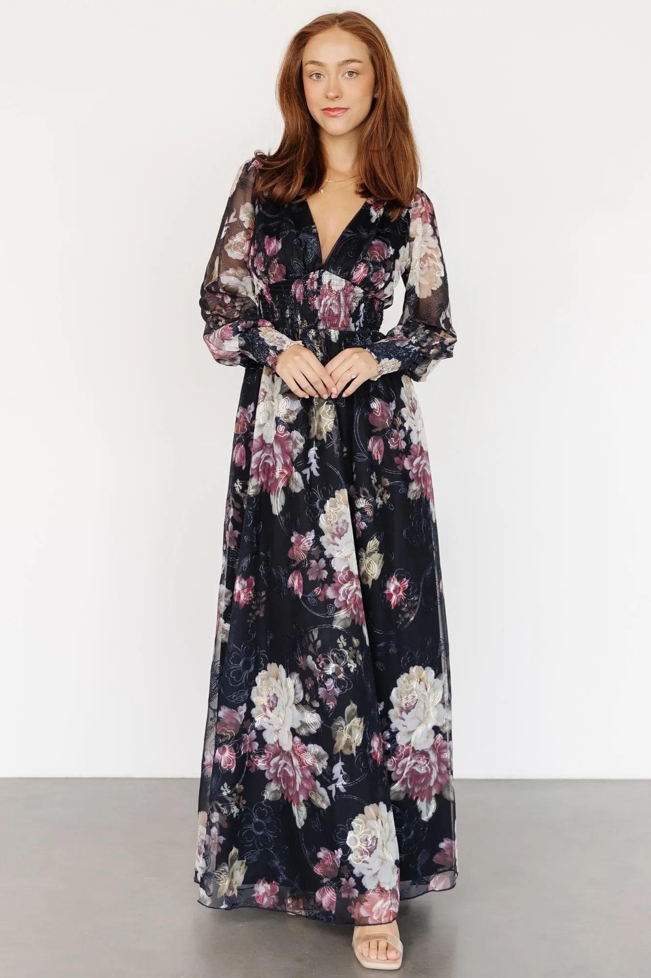 Jolie Embroidered Tulle Dress | Midnight + Mauve Floral sold by Baltic Born product image thumbnail 5