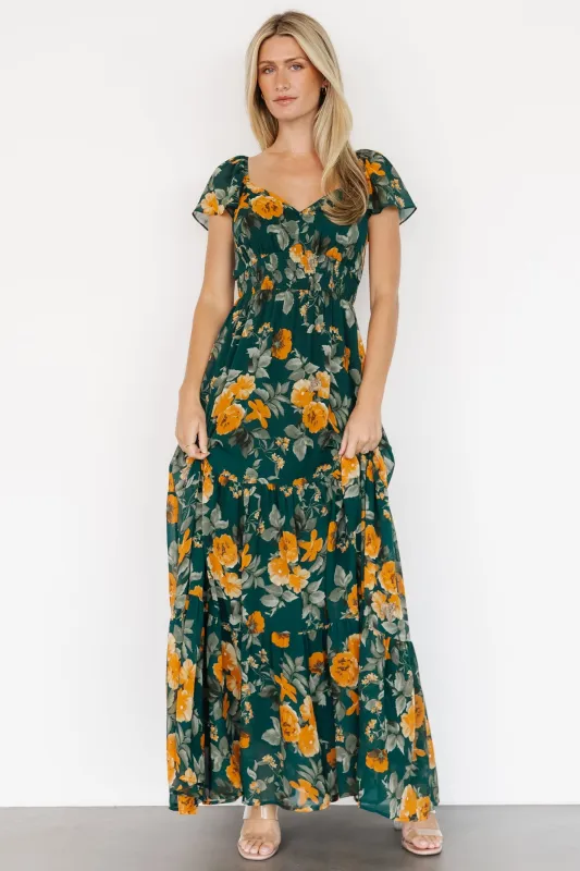 Genevive Maxi Dress | Deep Topaz Floral sold by Baltic Born