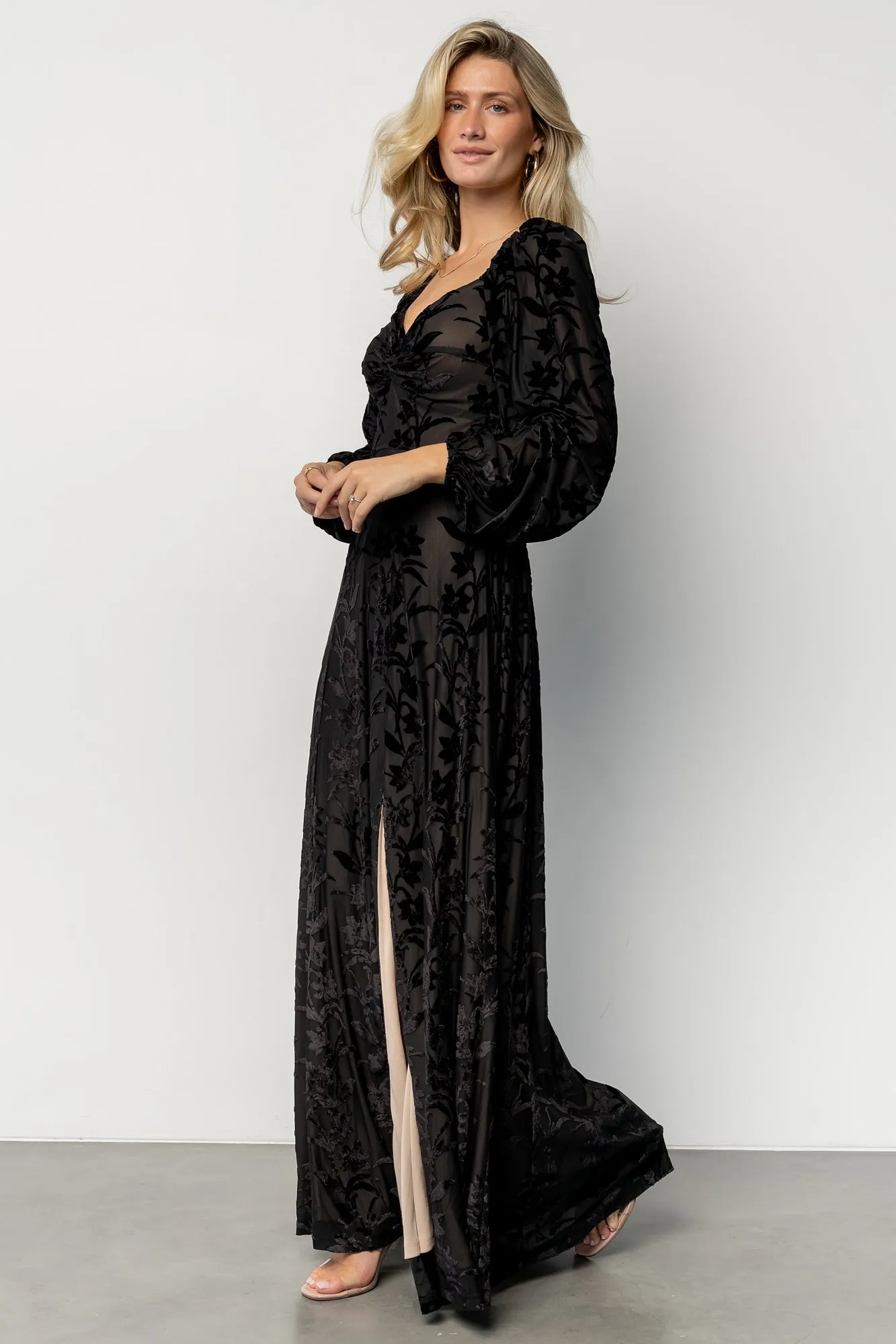 Aurora Velvet Maxi Dress | Black Floral sold by Baltic Born product image thumbnail 3