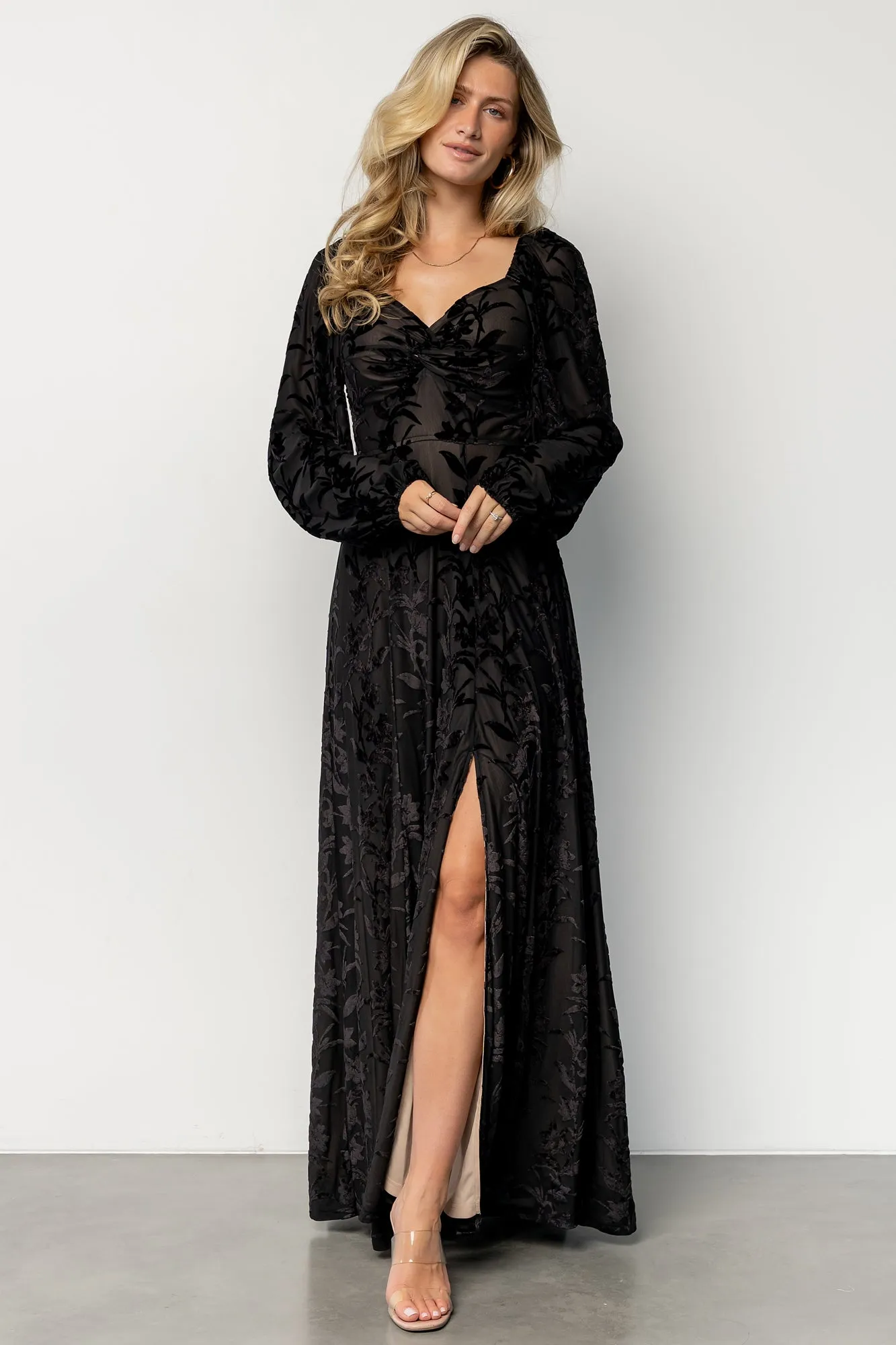 Aurora Velvet Maxi Dress | Black Floral sold by Baltic Born product image thumbnail 5