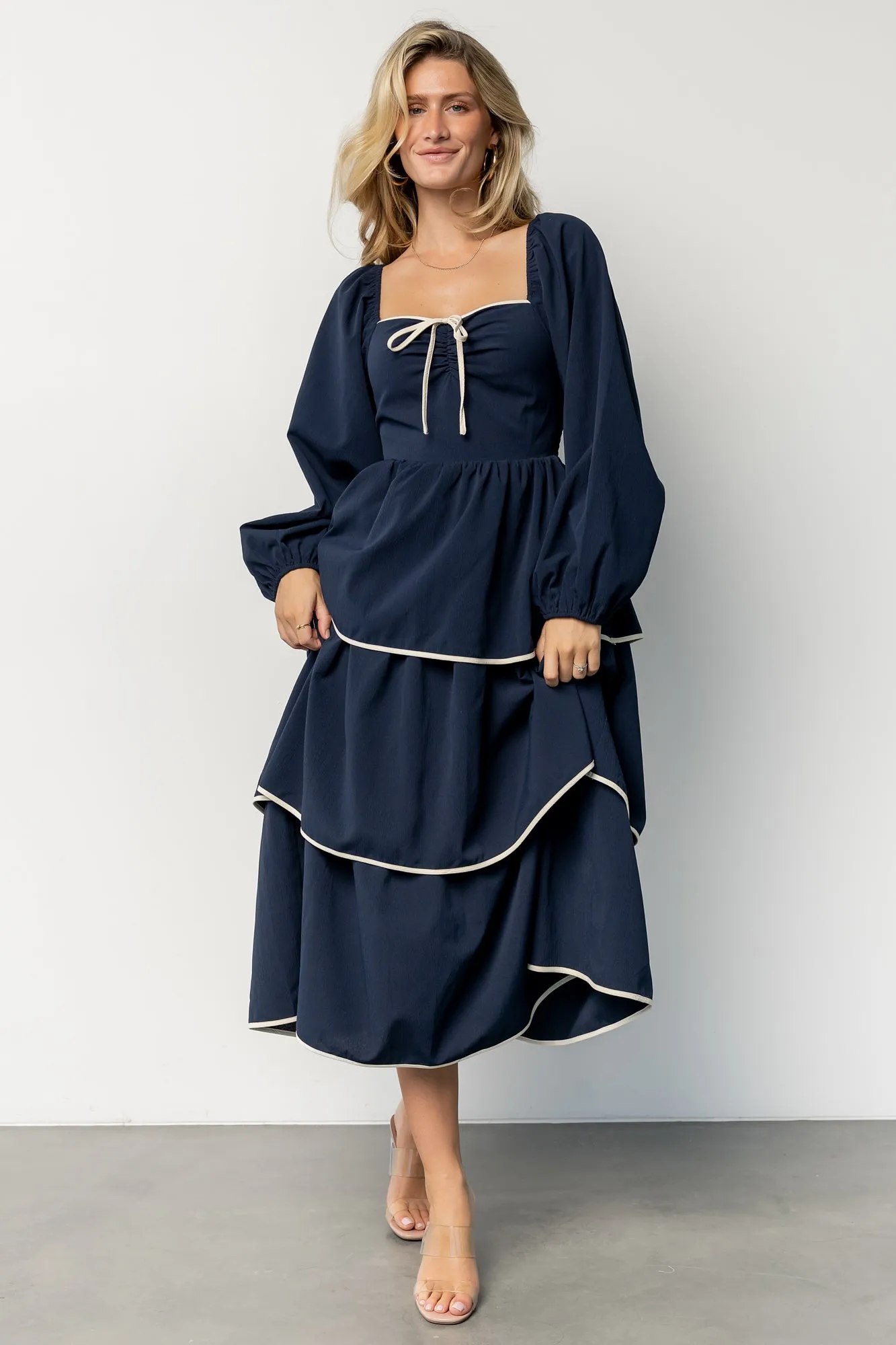 Barcelona Tiered Dress | Navy sold by Baltic Born