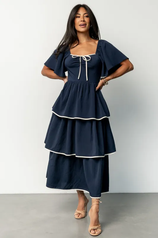 Madrid Tiered Dress | Navy sold by Baltic Born