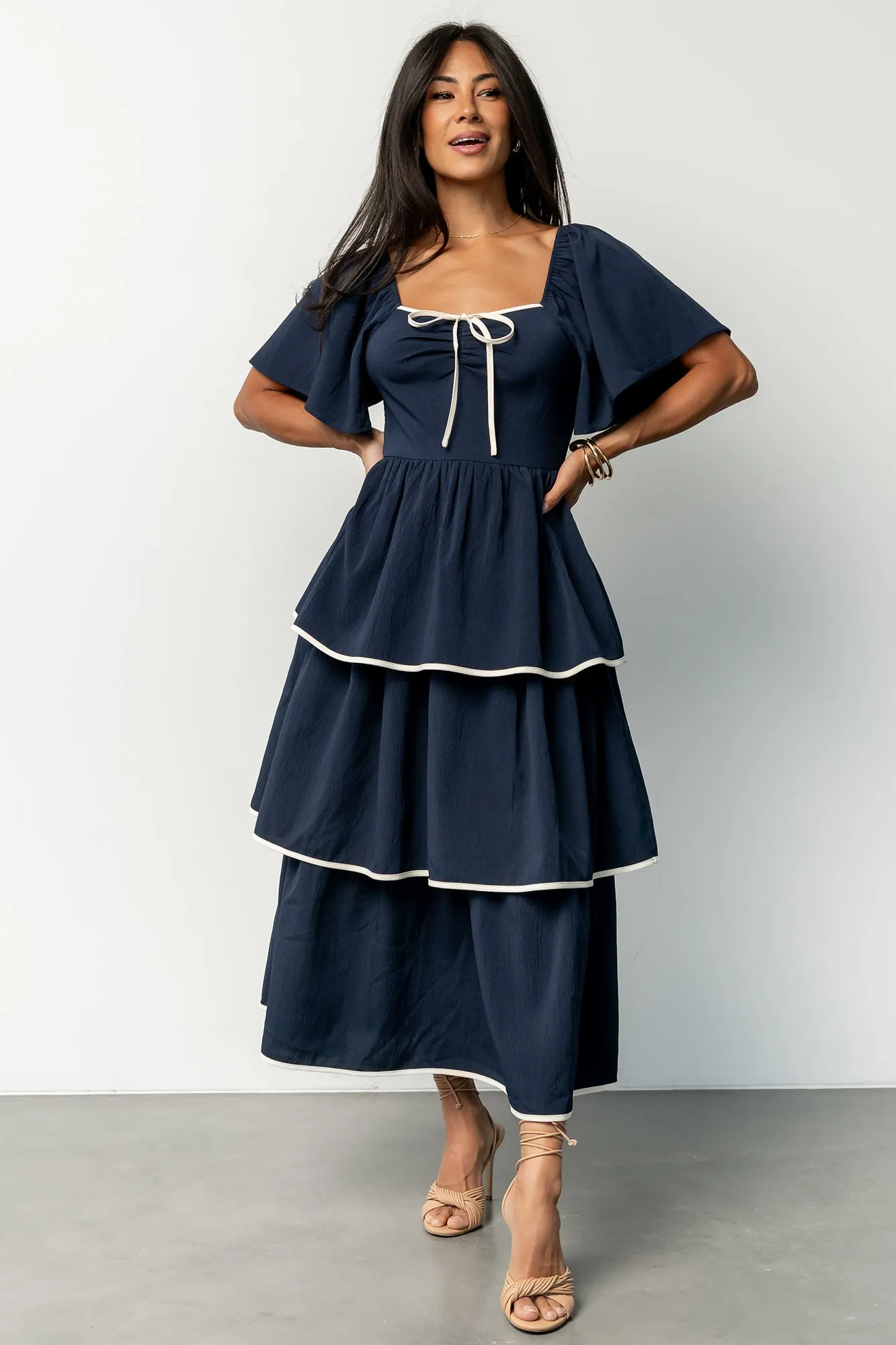 Madrid Tiered Dress | Navy sold by Baltic Born
