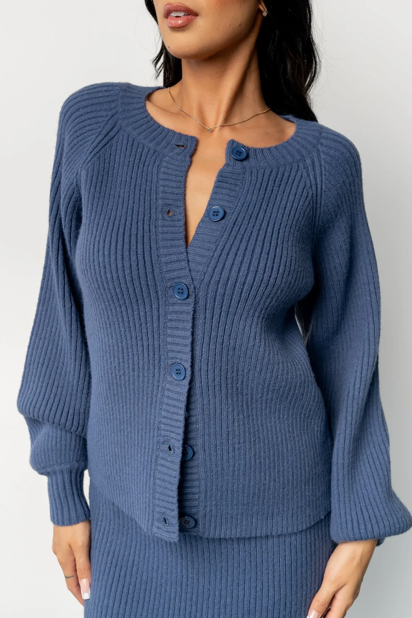 Blair Rib Knit Cardigan | Blue sold by Baltic Born product image thumbnail 5