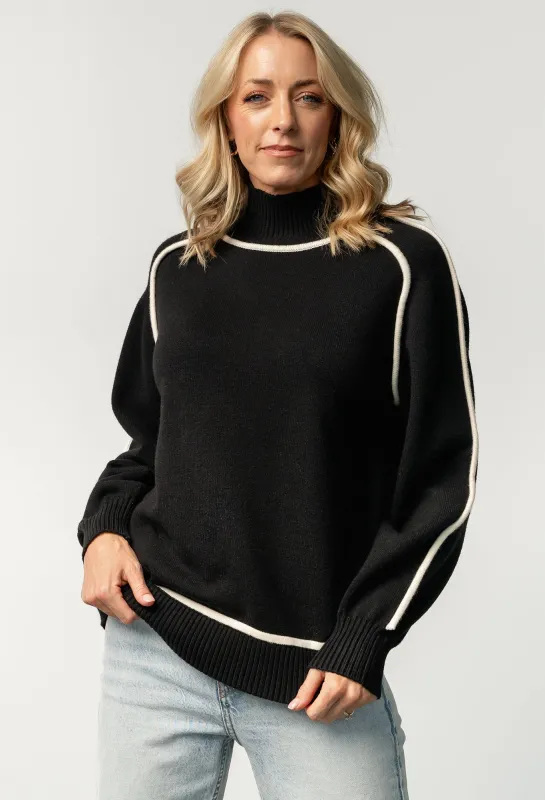 Harrington Sweater | Black + Cream sold by Baltic Born