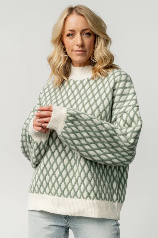 Hendrix Diamond Knit Sweater | Green sold by Baltic Born