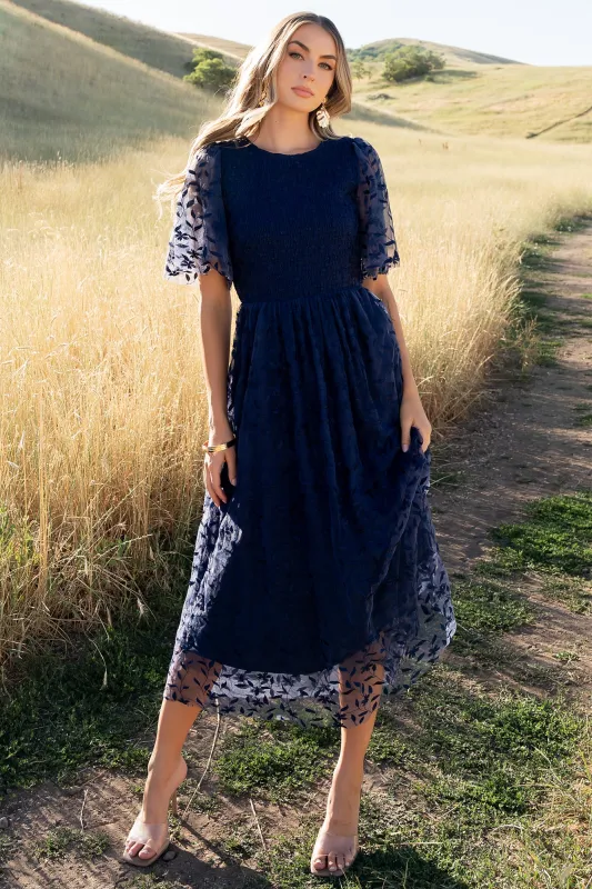 Kendra Embroidered Dress | Navy sold by Baltic Born