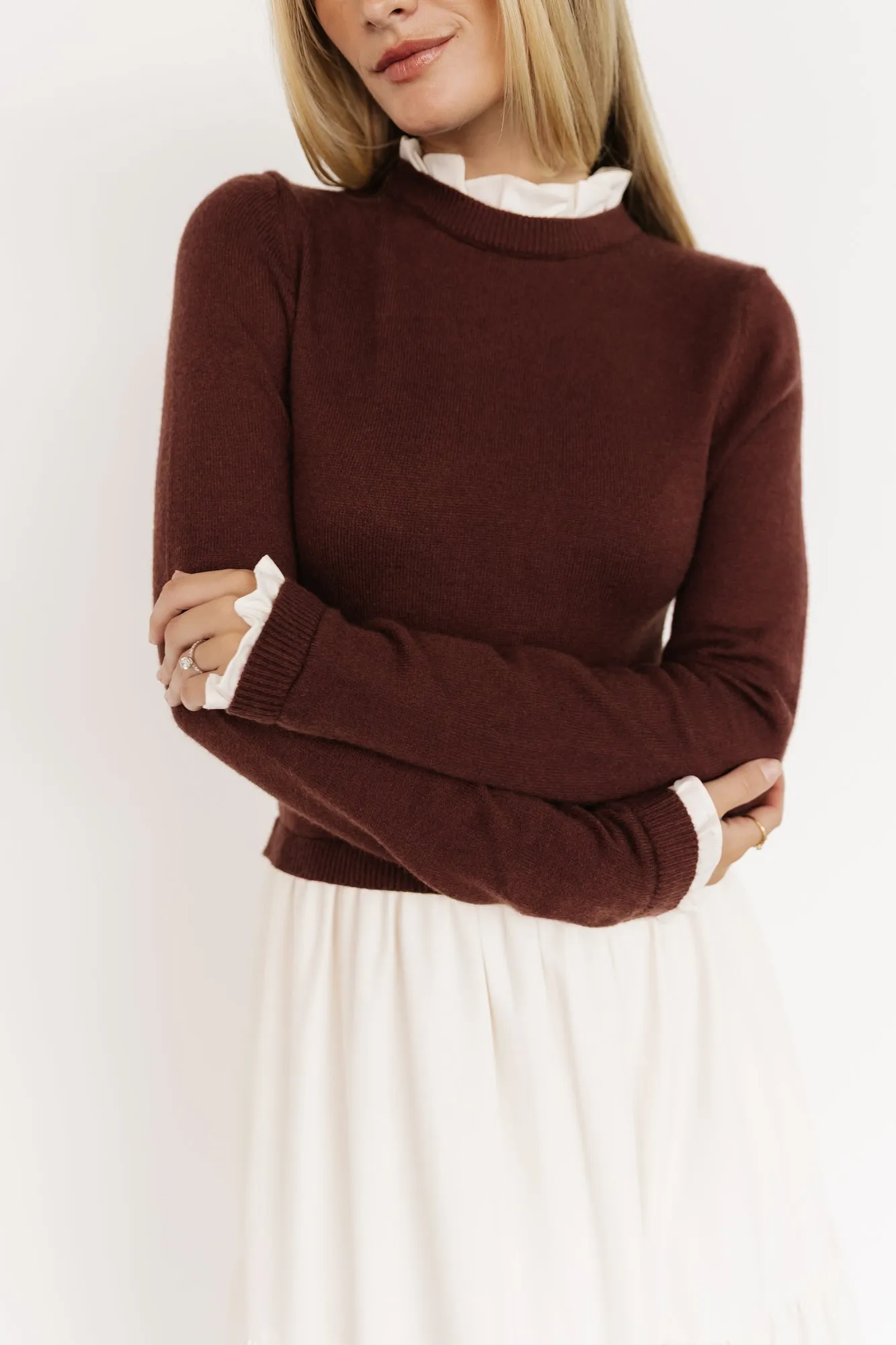 Sophie Sweater Dress | Mahogany + Ivory sold by Baltic Born product image thumbnail 2