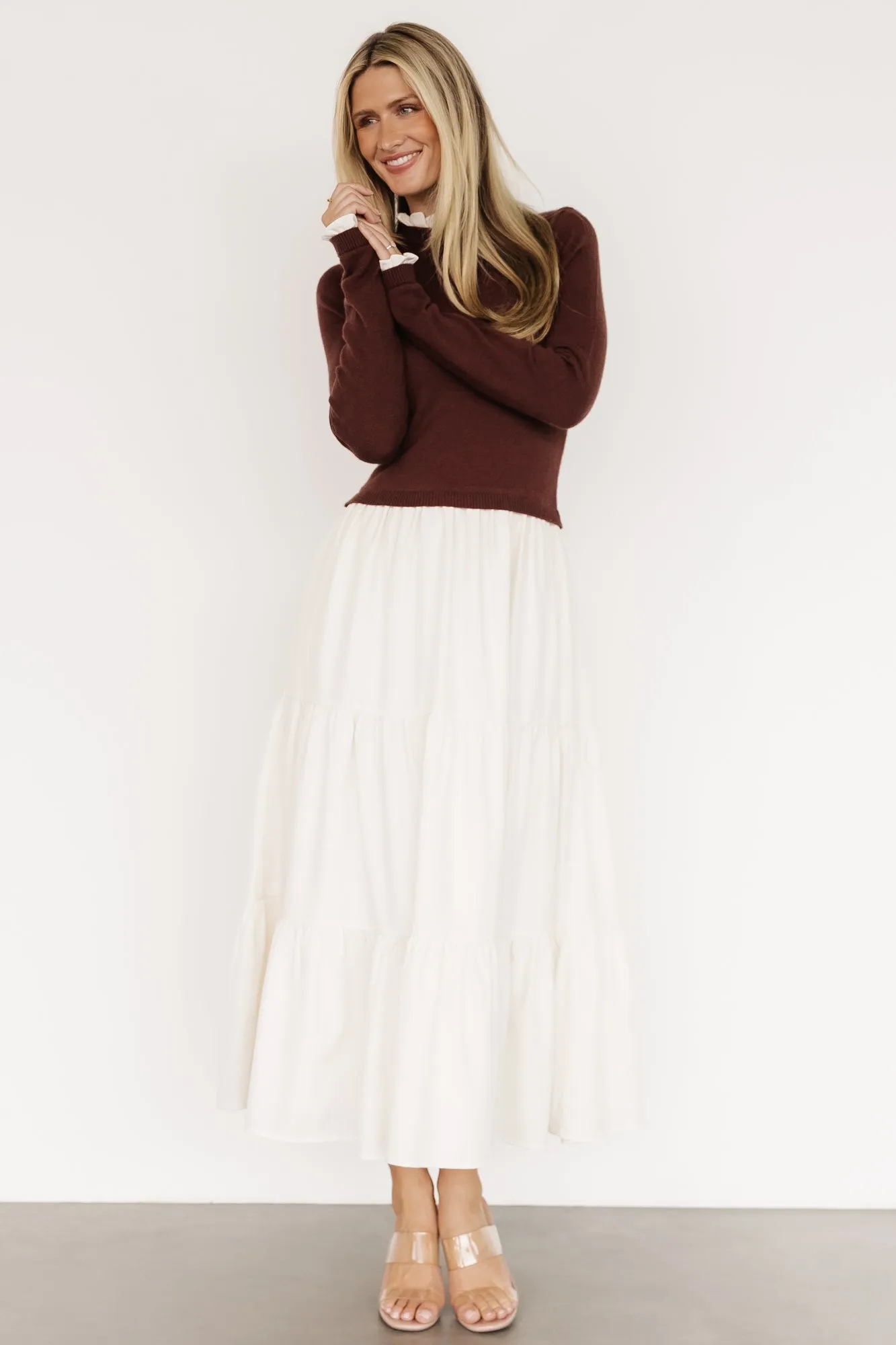 Sophie Sweater Dress | Mahogany + Ivory sold by Baltic Born product image thumbnail 5