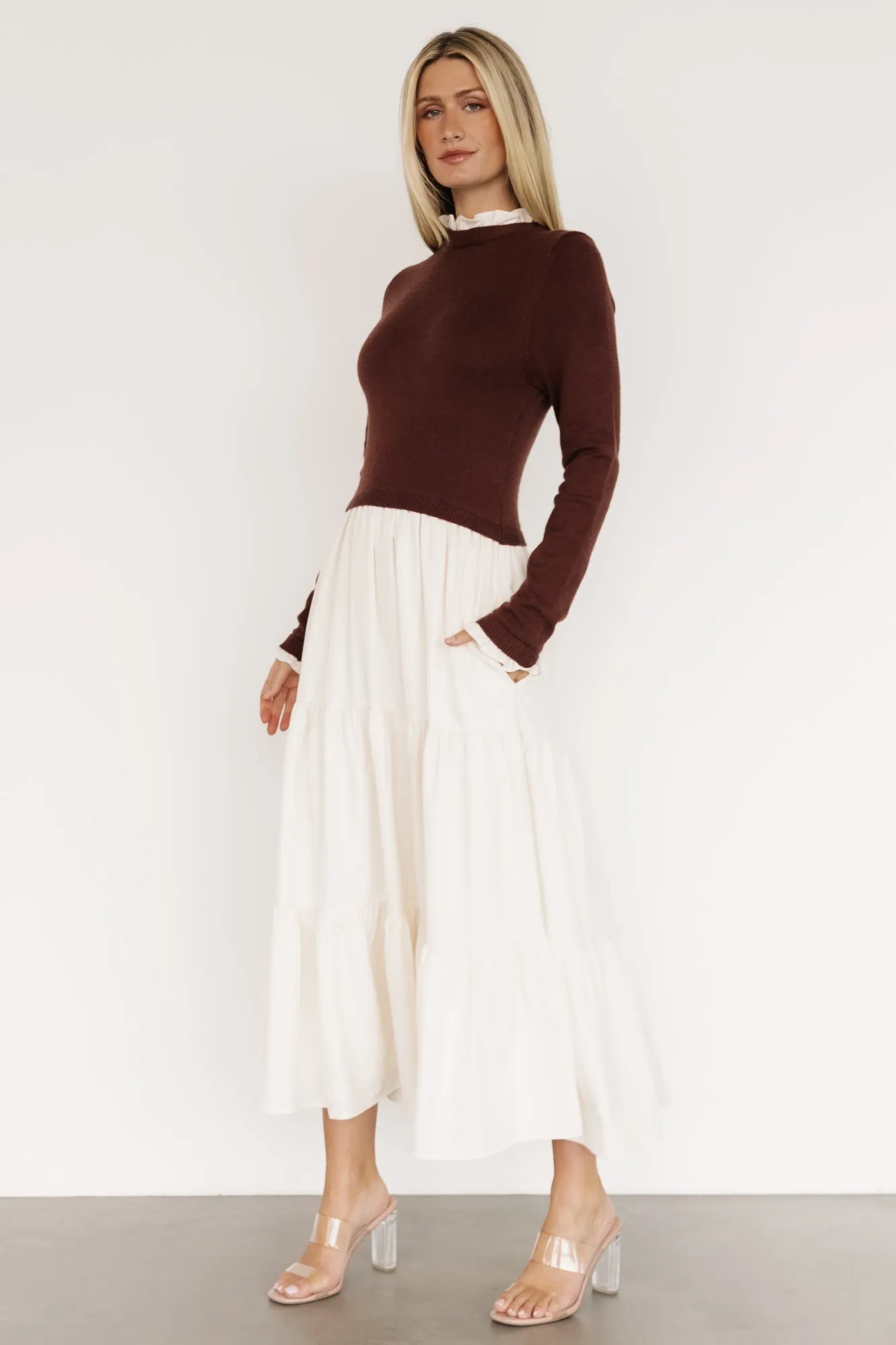 Sophie Sweater Dress | Mahogany + Ivory sold by Baltic Born product image thumbnail 3