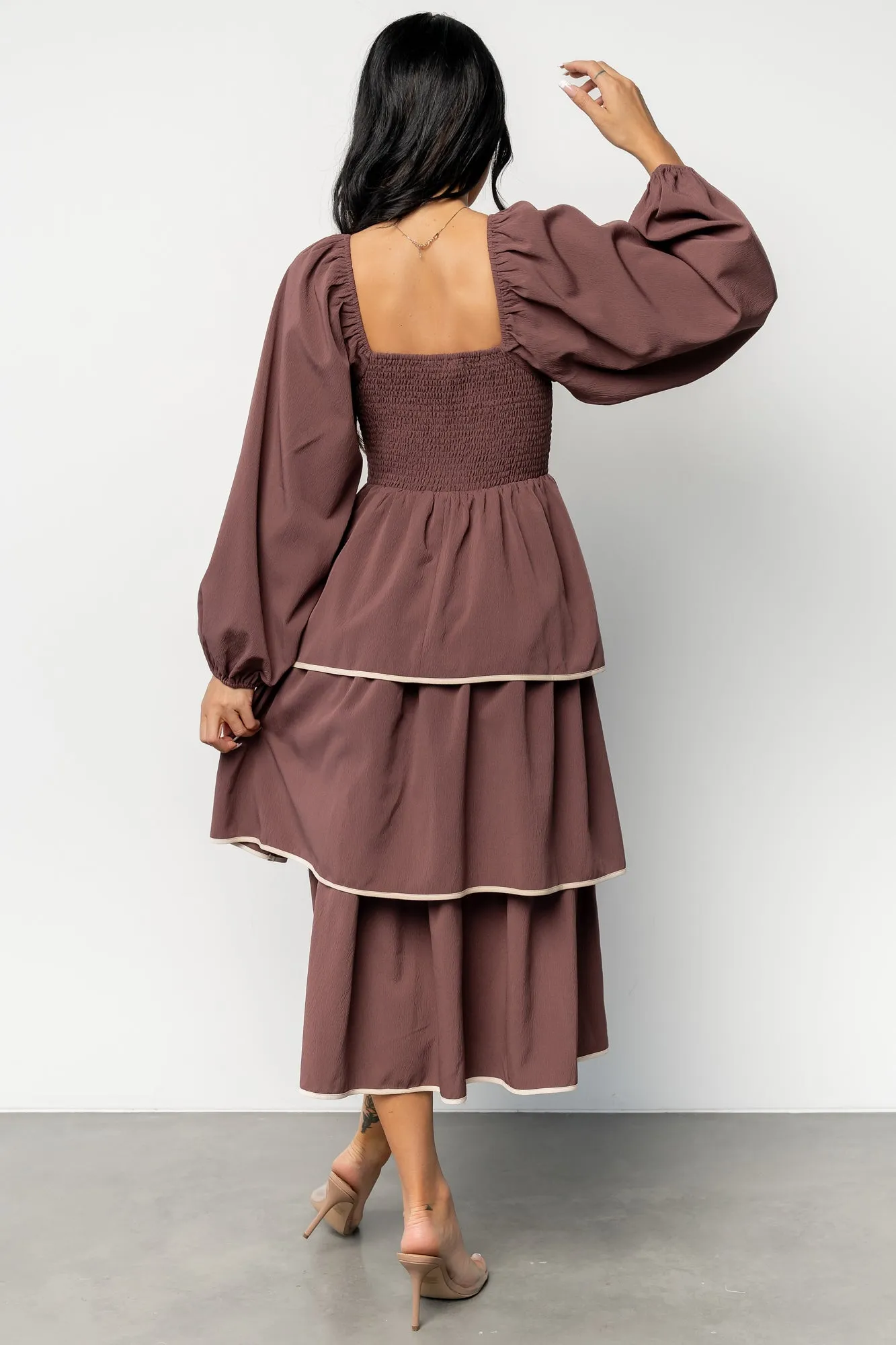 Barcelona Tiered Dress | Vintage Plum sold by Baltic Born product image thumbnail 4
