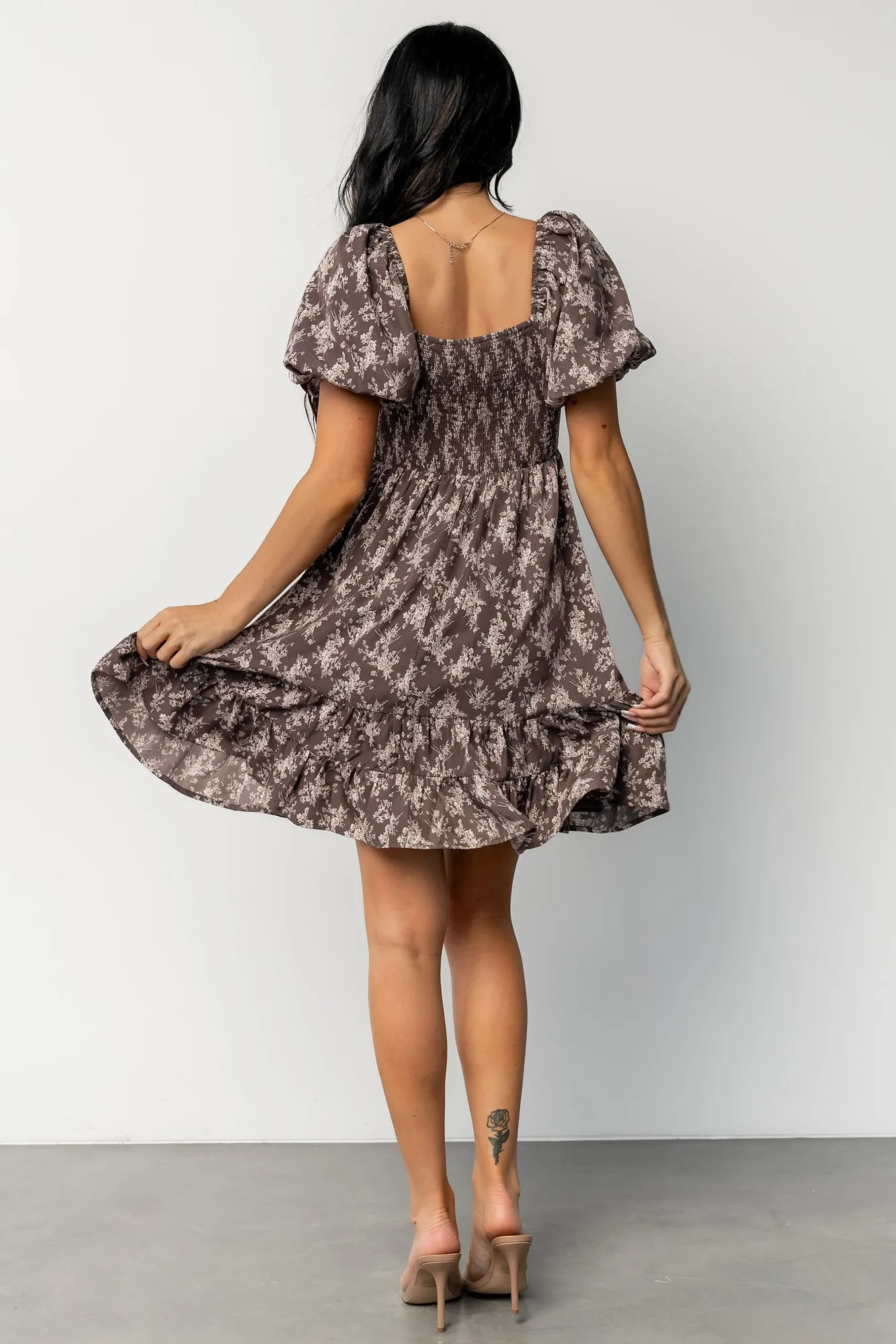 Anastasia Bow Short Dress | Dusty Clove Print sold by Baltic Born product image thumbnail 4