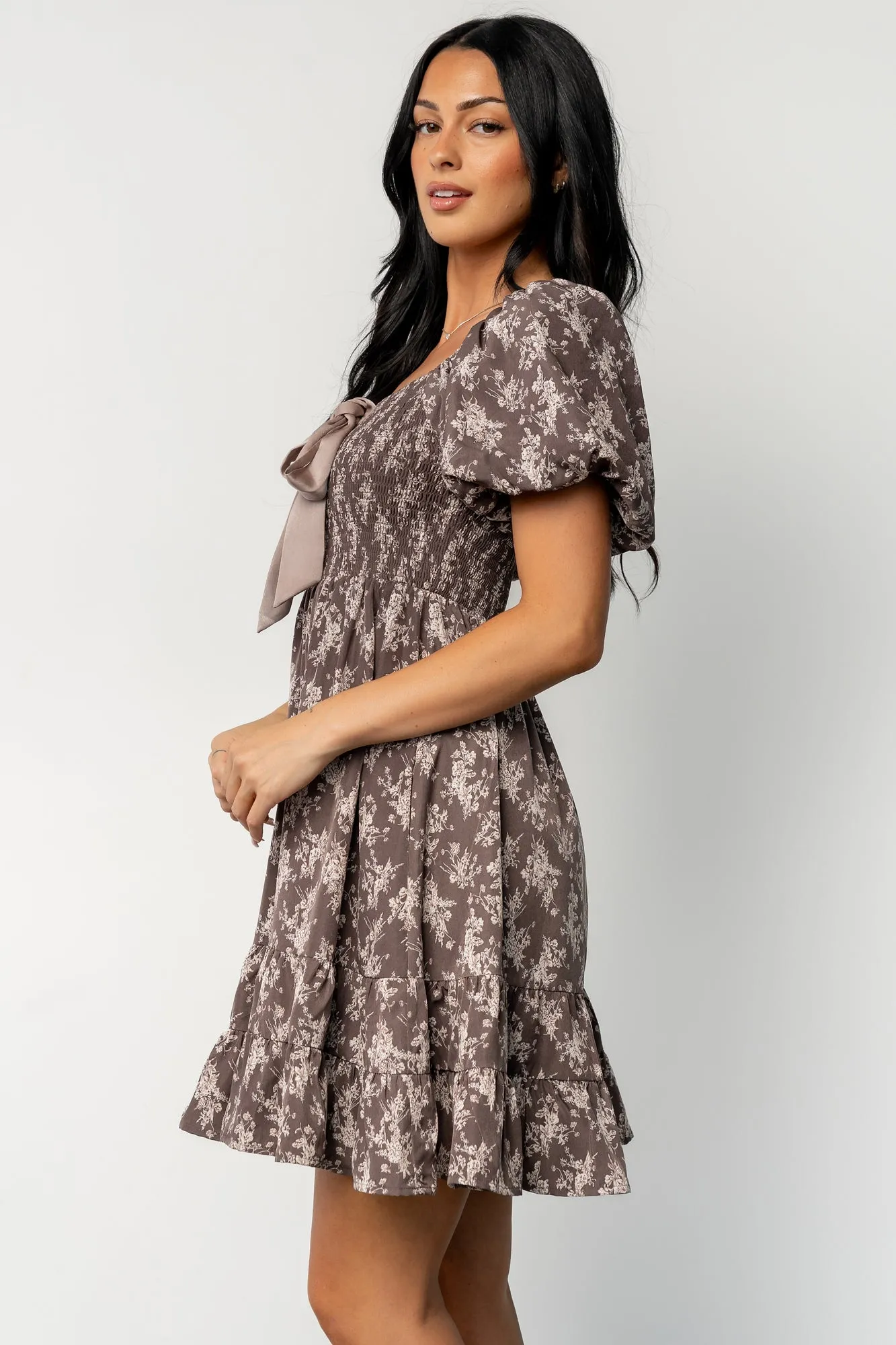 Anastasia Bow Short Dress | Dusty Clove Print sold by Baltic Born product image thumbnail 3