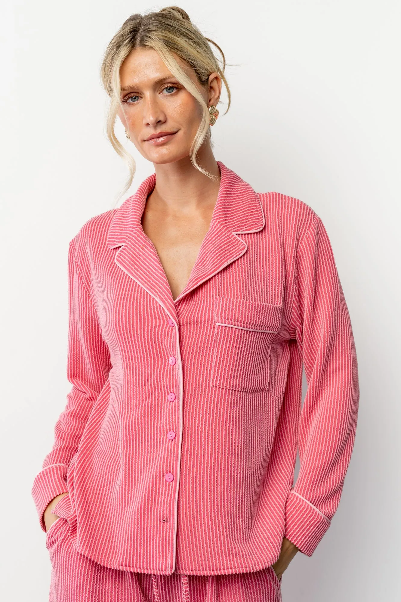 Eloise Ribbed Pajama Set | Pink sold by Baltic Born product image thumbnail 4