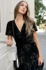 Leslie Velvet Maxi Dress | Black + Deep Jade Floral sold by Baltic Born