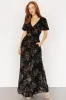 Leslie Velvet Maxi Dress | Black + Deep Jade Floral sold by Baltic Born