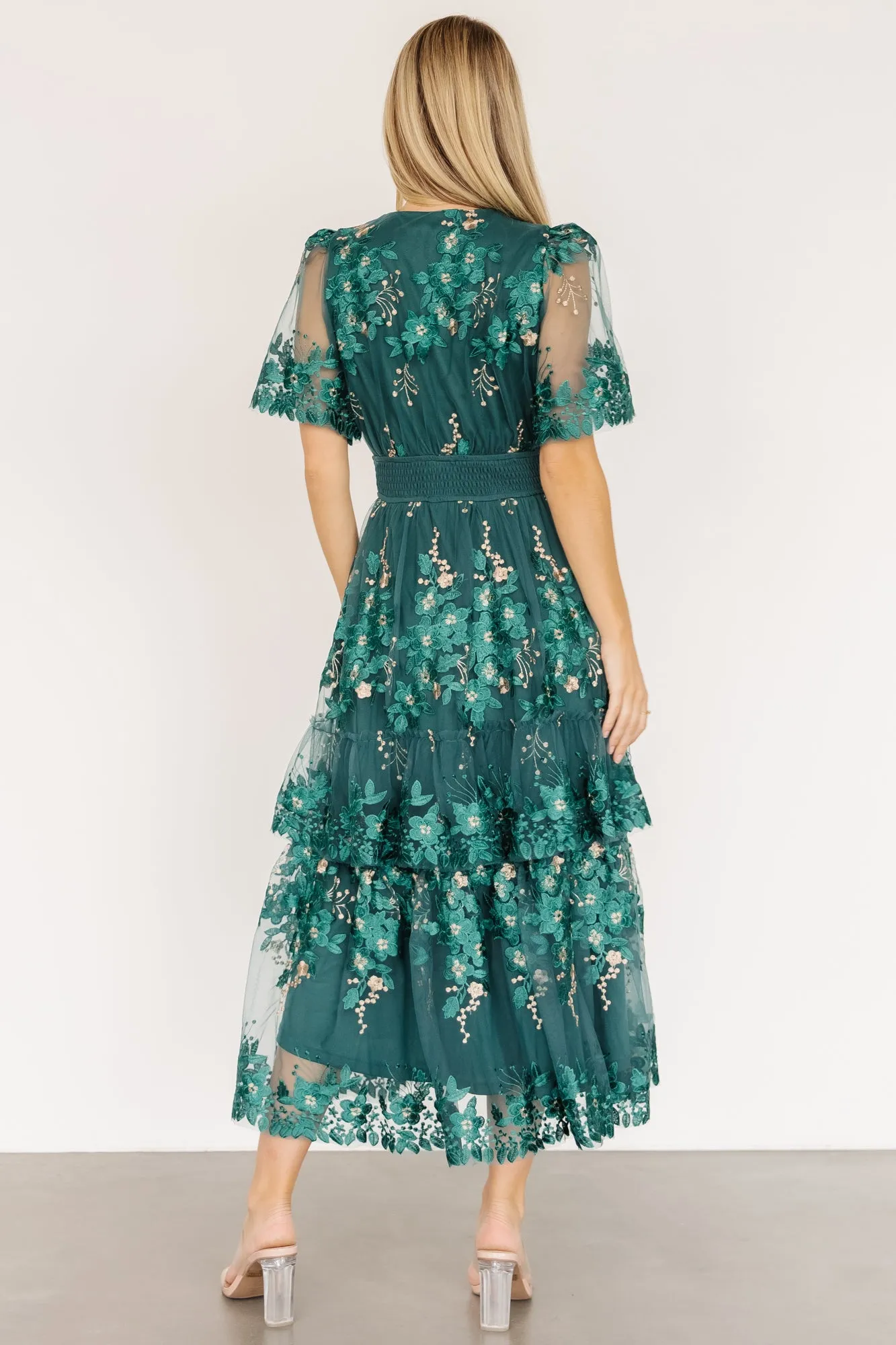 Lotte Embroidered Midi Dress | Emerald sold by Baltic Born product image thumbnail 4