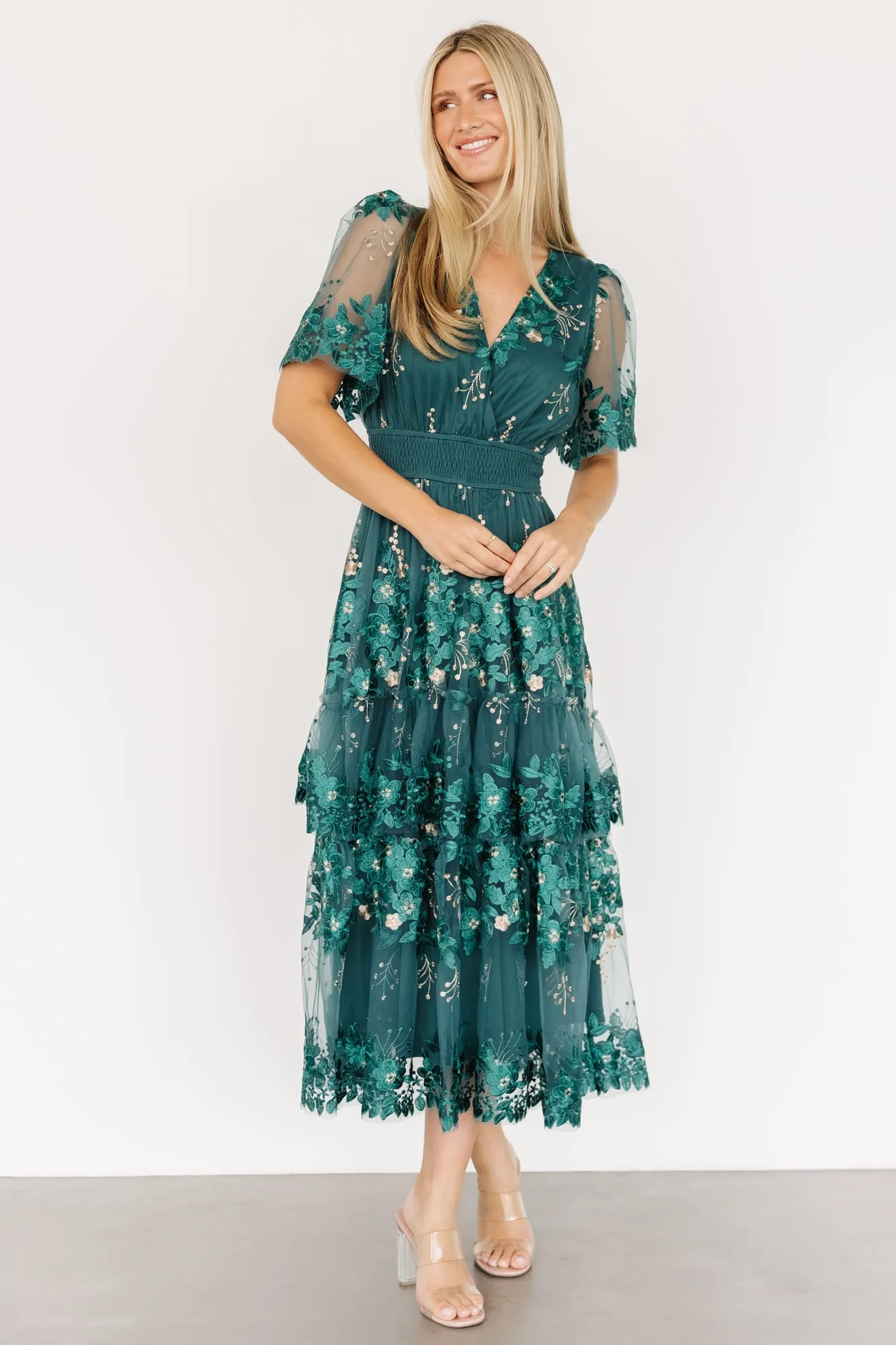 Lotte Embroidered Midi Dress | Emerald sold by Baltic Born product image thumbnail 2
