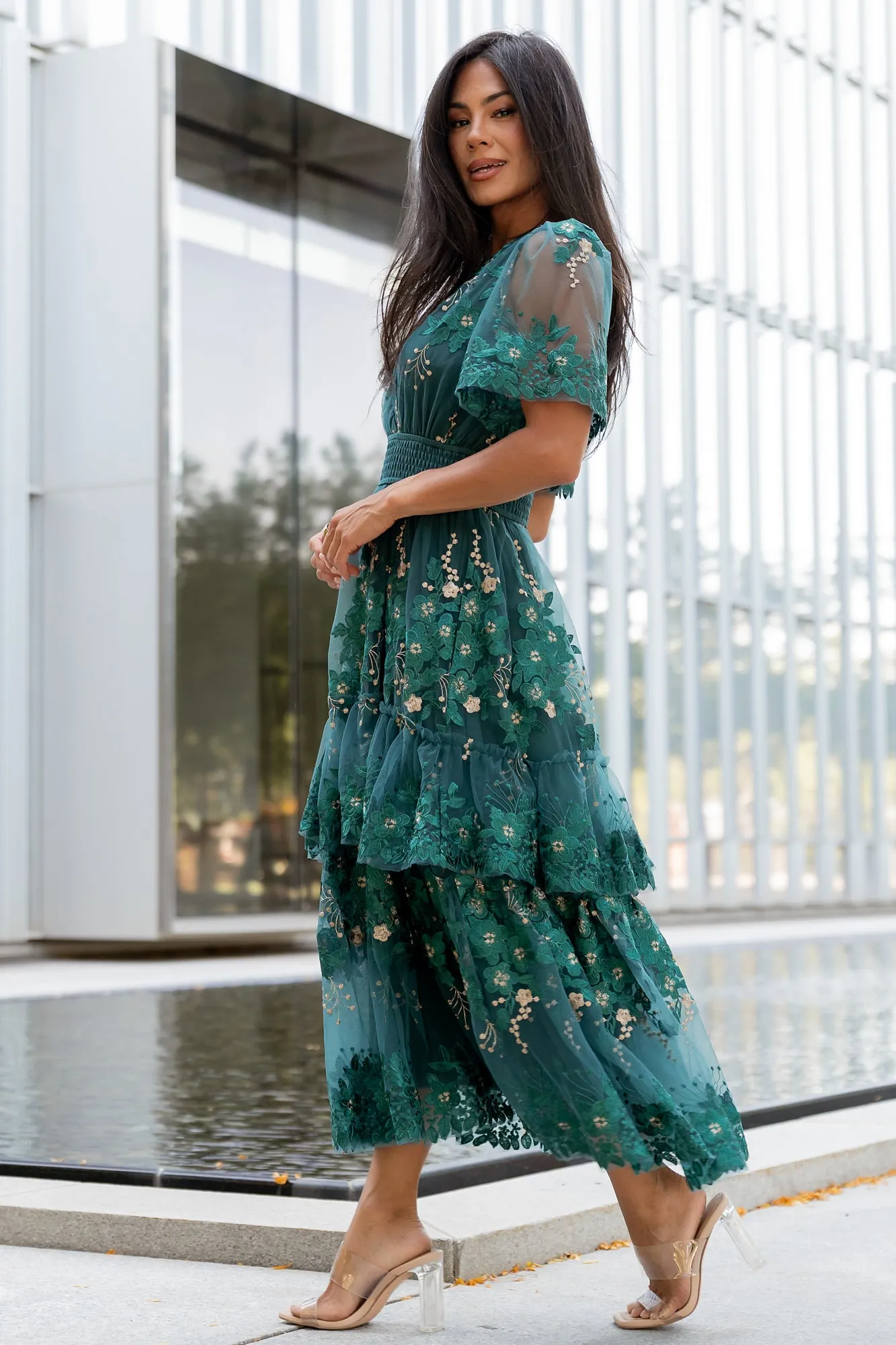 Lotte Embroidered Midi Dress | Emerald sold by Baltic Born product image thumbnail 5