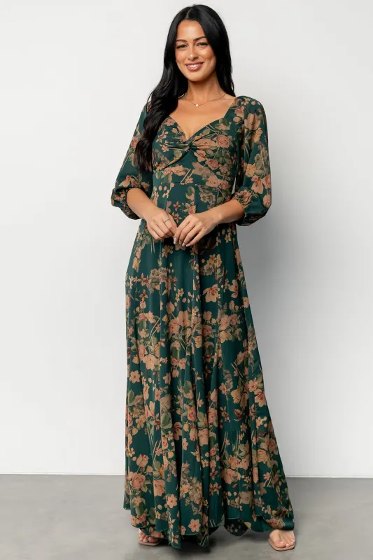 Liesel Maxi Dress | Green + Copper Floral sold by Baltic Born