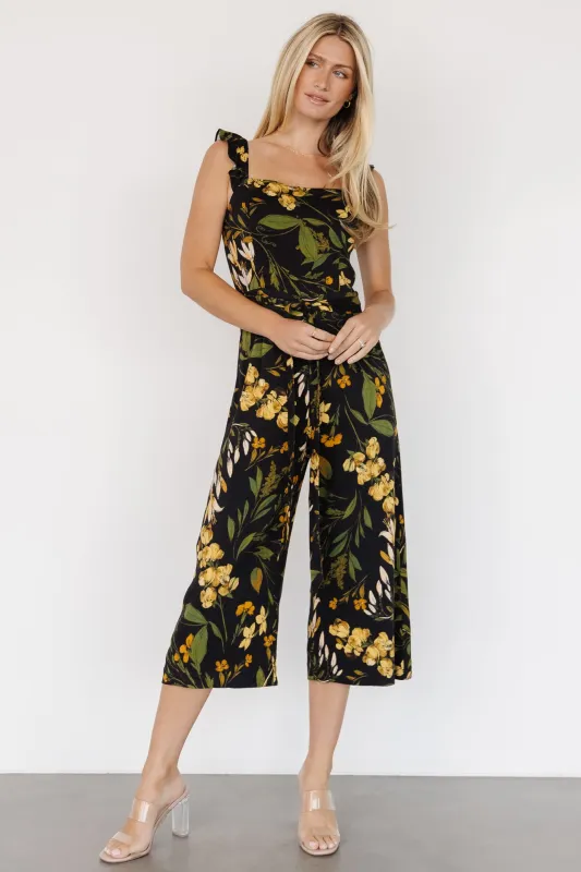 Gemma Jumpsuit | Black + Golden Floral sold by Baltic Born